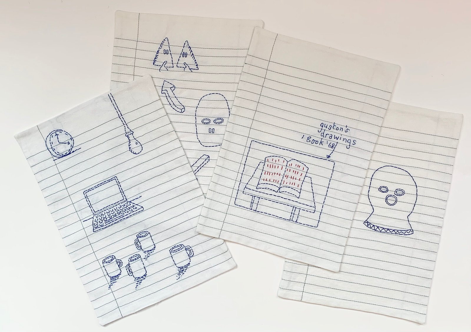 Craig Fisher, Pages from my Sketchbook, hand and machine embroidery on linen, 60 x 80cm, 2021