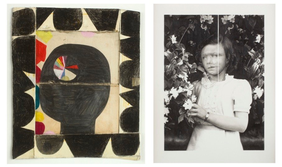 L: Sally Taylor, Shape Head 4, 2022; R: Kristian Evyu, The Other, 2022